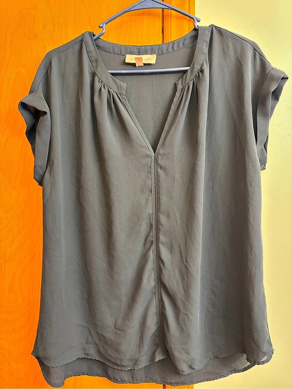 Philosophy Gray V-Neck Blouse Like New